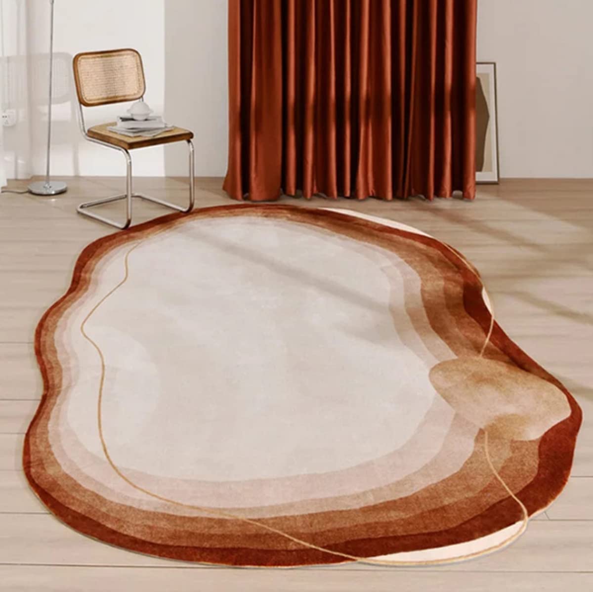 6x8ft Orange Oval Area Rug - Modern Geometric Plaid Carpet for Living Room, Dining Room & Bedroom Decor | Mid-Century Contemporary Floor Covering with Bright Colors | Indoor Outdoor Use Under Coffee Table or as Runners