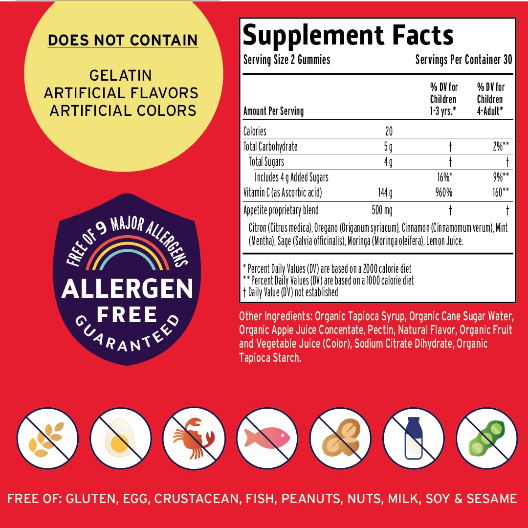 Vitamin Friends - Natural Vegan Kids Appetite Stimulant Gummies | Allergen-Free Children's Vitamins | Orange Flavor (60 Count) - Perfect for Picky Eaters & Boosting Nutrition in Toddlers