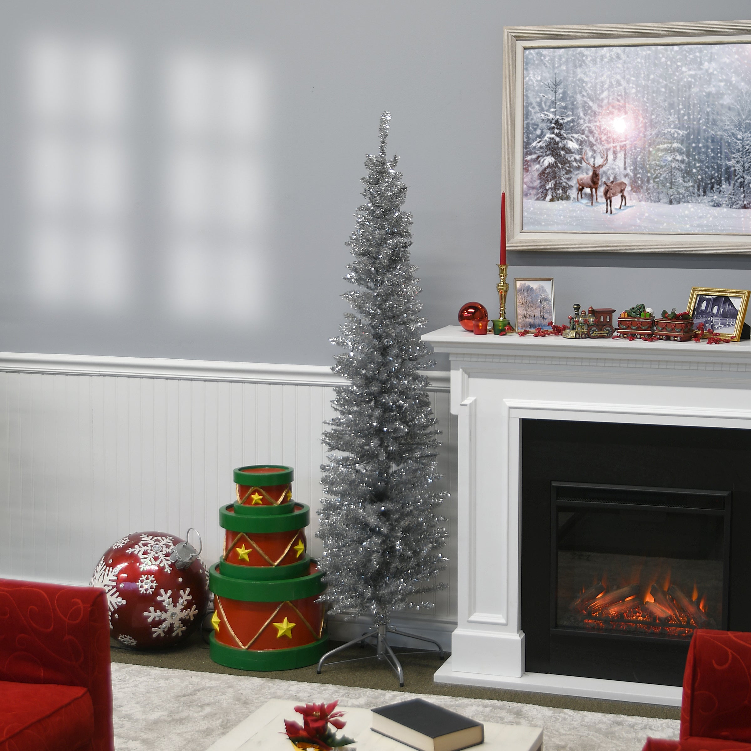 6 ft. Silver Christmas Tinsel Garland - Shiny Metallic Tree Decorations for Holiday Party, Home, Xmas Tree, and Festive Decor
