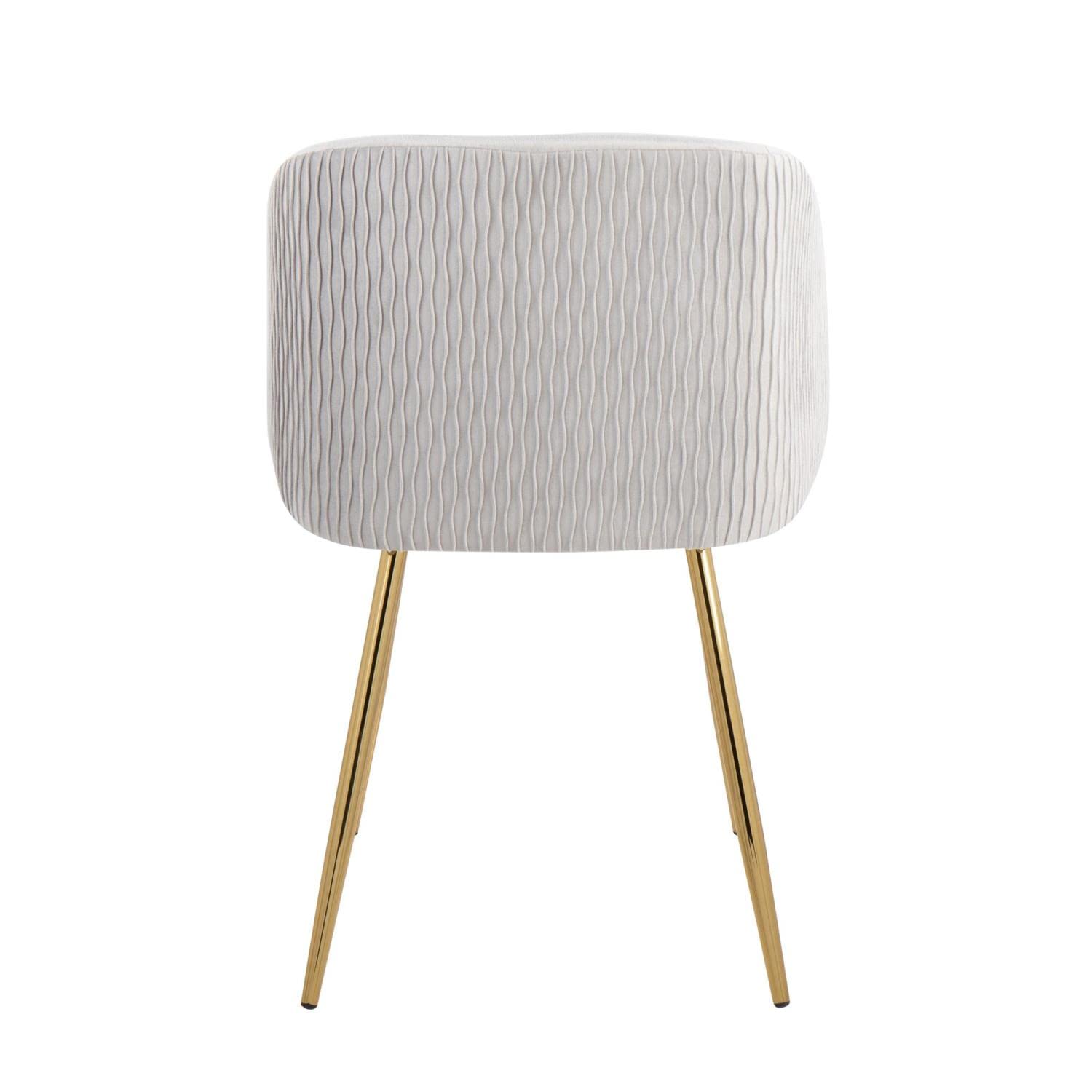 LumiSource Fran Pleated Waves Chair - Set of 2 Modern Upholstered Dining Chairs for Kitchen Table | Comfortable Contemporary Seating for Home, Restaurant & Office Use