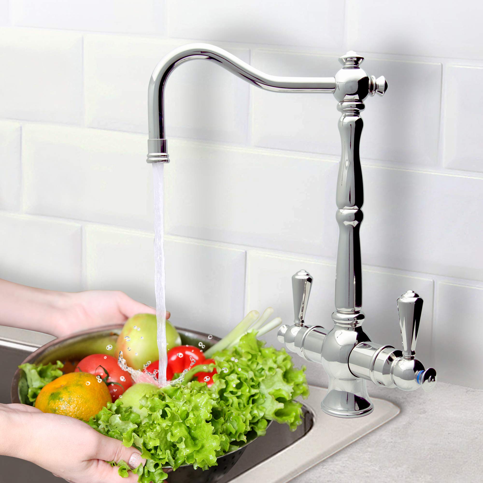 APEC Instant Hot and Cold Reverse Osmosis Water Dispenser Faucet - Chrome Finish for Kitchen Sink - Perfect for Home, Office, and RV Use (Rialto Faucet-HC-RIA-CM)