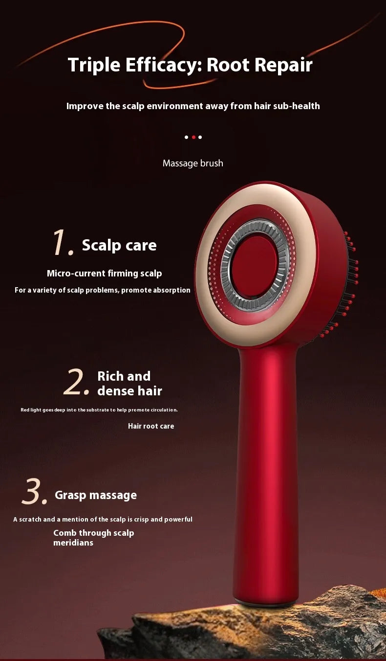 Electric Scalp Massage Comb for Hair Growth & Relaxation - Rechargeable Head Massager for Stress Relief & Improved Blood Circulation - Perfect for Home, Office & Travel Use