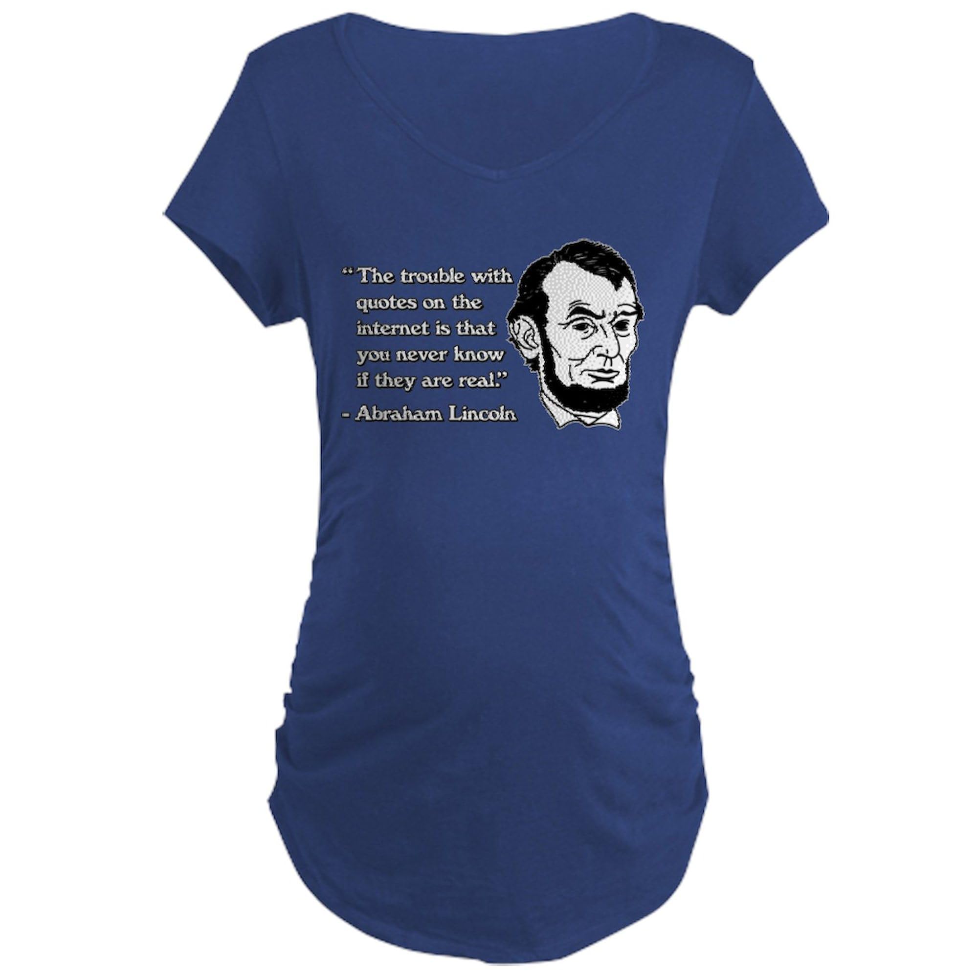 Abraham Lincoln Internet Quote Maternity T-Shirt for Women - Ruched Side Design, Comfortable & Stylish Pregnancy Tee - Perfect for Casual Wear, Maternity Photos, and Proud Political Statements