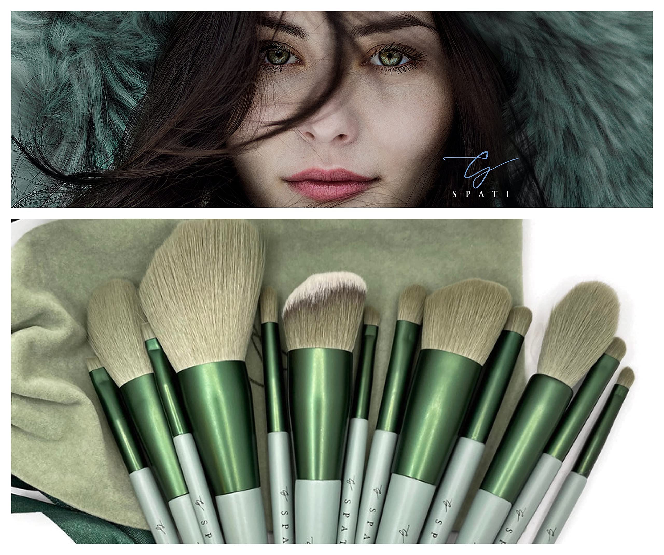 SPATI 13-Piece Premium Synthetic Makeup Brush Set - Foundation, Blending, Powder, Blush, Concealer & Eyeshadow Brushes for Flawless Makeup Application | Perfect for Daily Use, Professional Makeup Artists & Travel