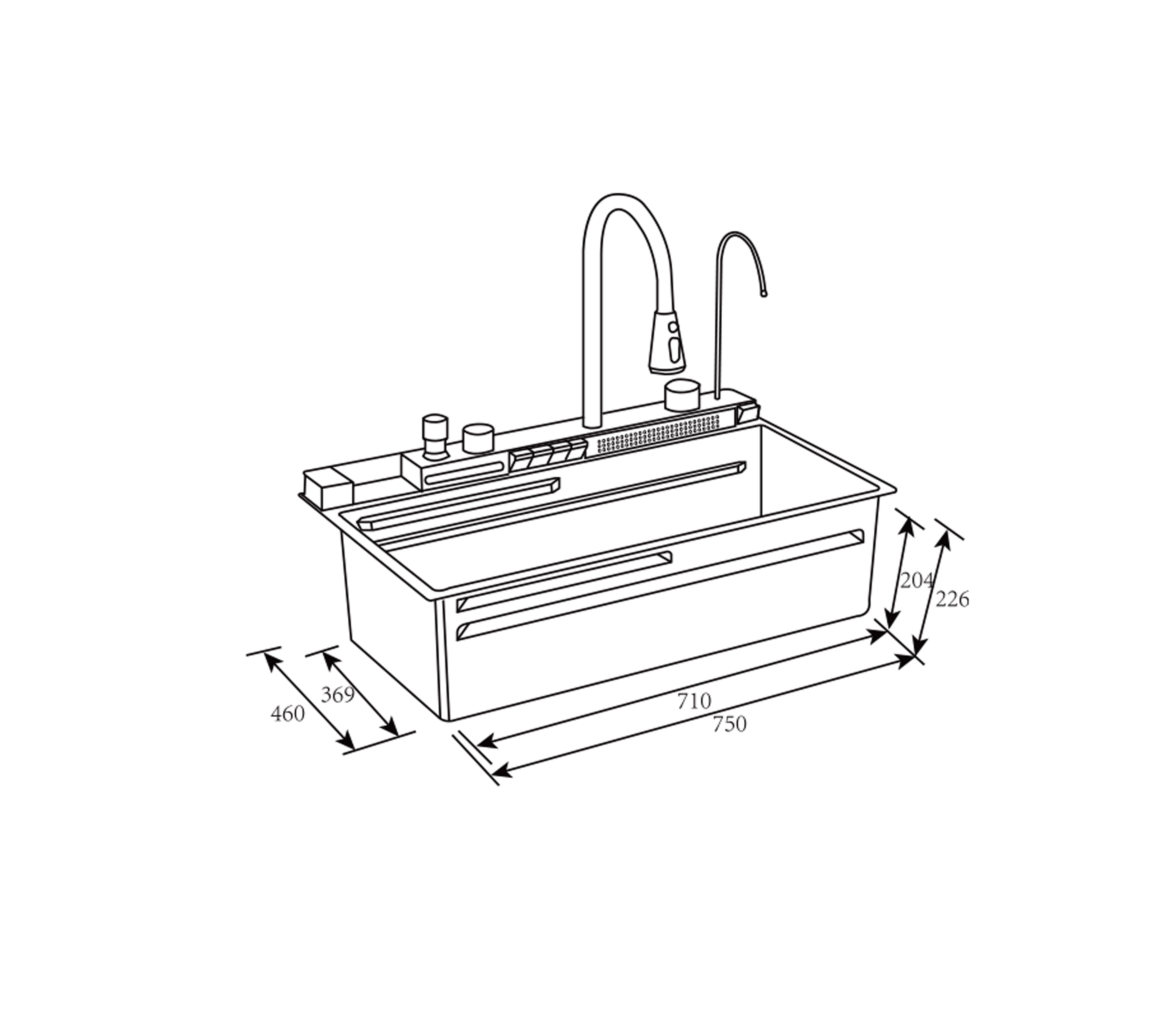 Fregadero Flusso Pro 75 1-Basin Stainless Steel Kitchen Sink with Accessories - Perfect for Modern Home Renovation & Restaurant Use