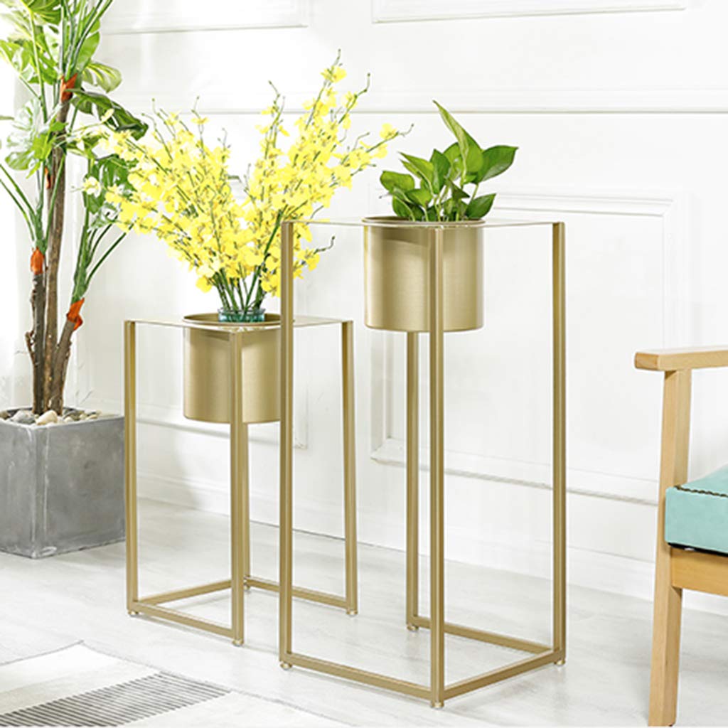 Metal Iron Flower Pot Holder - 55CM Floor Standing Plant Stand for Living Room, Balcony, Garden | Gold Art Shelf for Home Decor & Gardening Tools Storage