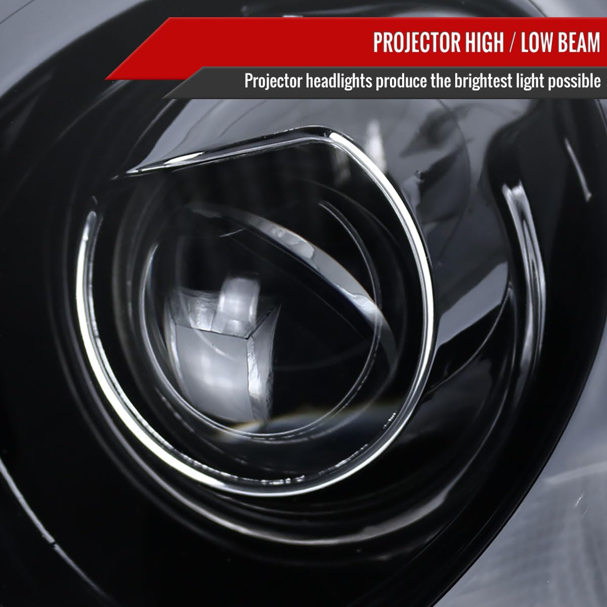 07-15 Car LED Halo Projector Headlights - Glossy Black Pair for Improved Night Visibility | Perfect for Jeep Wrangler, Dodge Ram & Off-Road Vehicles