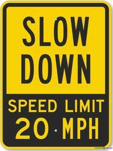 Slow Down Speed Limit 20 MPH Heavy Duty Aluminum Road Sign - 8x12 Inch Weatherproof Metal Tin Sign for Indoor & Outdoor Use - Perfect for Garage, Street, Yard, and Wall Decoration
