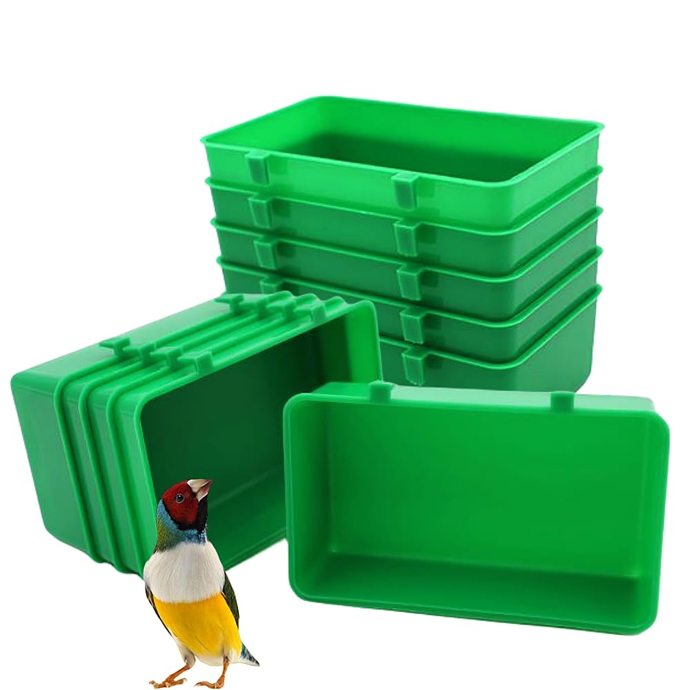 12 Pcs Plastic Bird Feeders - Hanging Seed Food Cups for Parrots, Parakeets, Pigeons & Poultry | Durable Green Feeding Bowls for Outdoor & Indoor Bird Cages | Perfect for Backyard, Garden, or Aviary Use