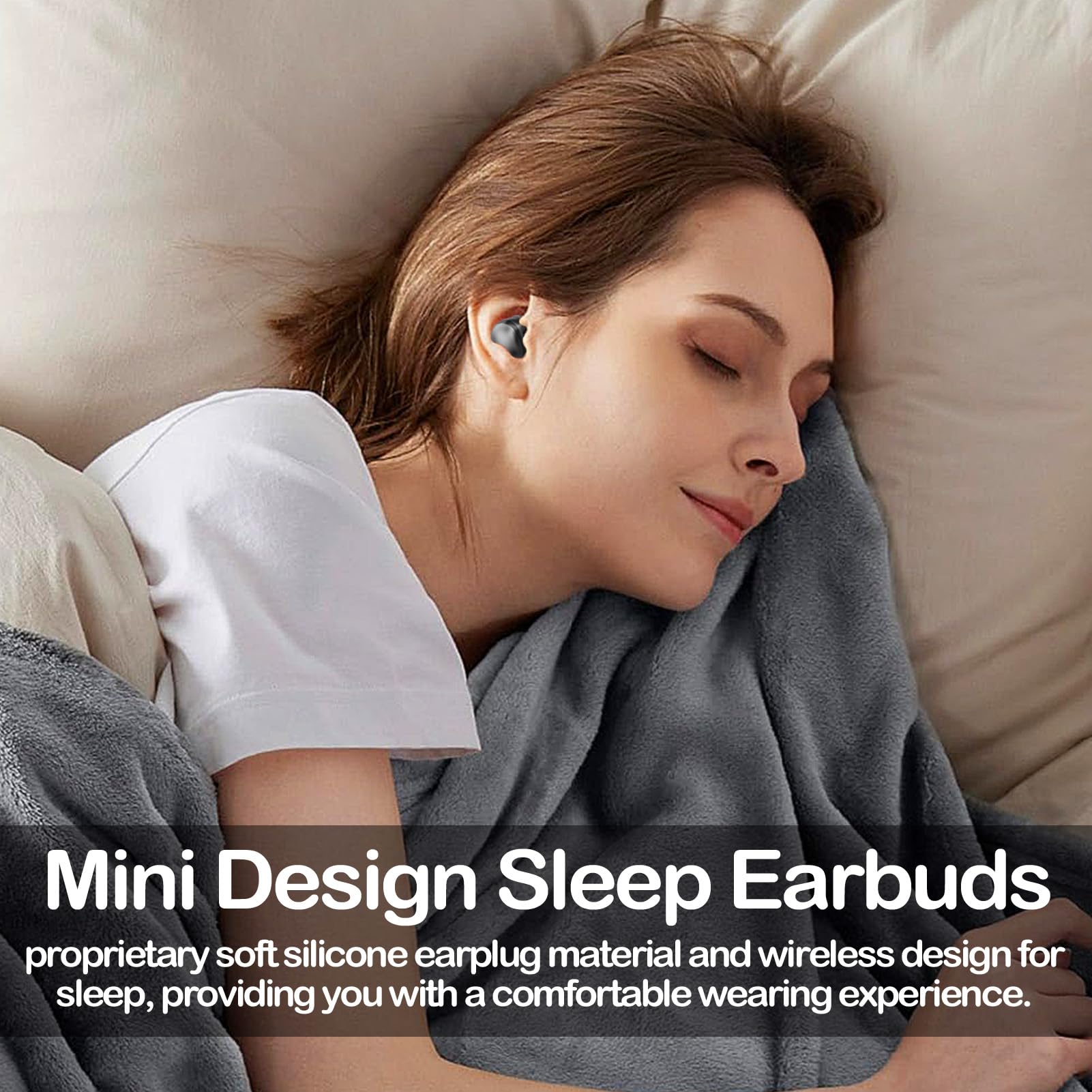 Mini Invisible Wireless Bluetooth 5.3 Earbuds for Side Sleepers - Ultra Comfortable Hidden Earbuds for Small Ears | Perfect for Sleeping, Working, Hiking & Travel | Skin-Friendly Design for All-Day Wear