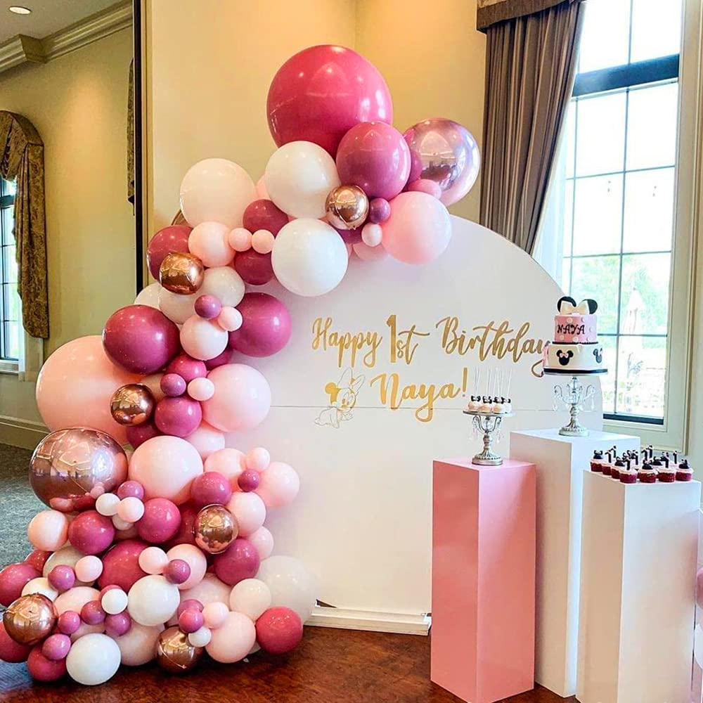 100Pcs Hot Pink Balloons Garland Arch Kit - 18/12/10/5 Inch Dark Pink Latex Balloons for Gender Reveal, Birthday Party, Valentine's Day Decorations | Perfect for Baby Showers, Bridal Showers, and Anniversary Celebrations