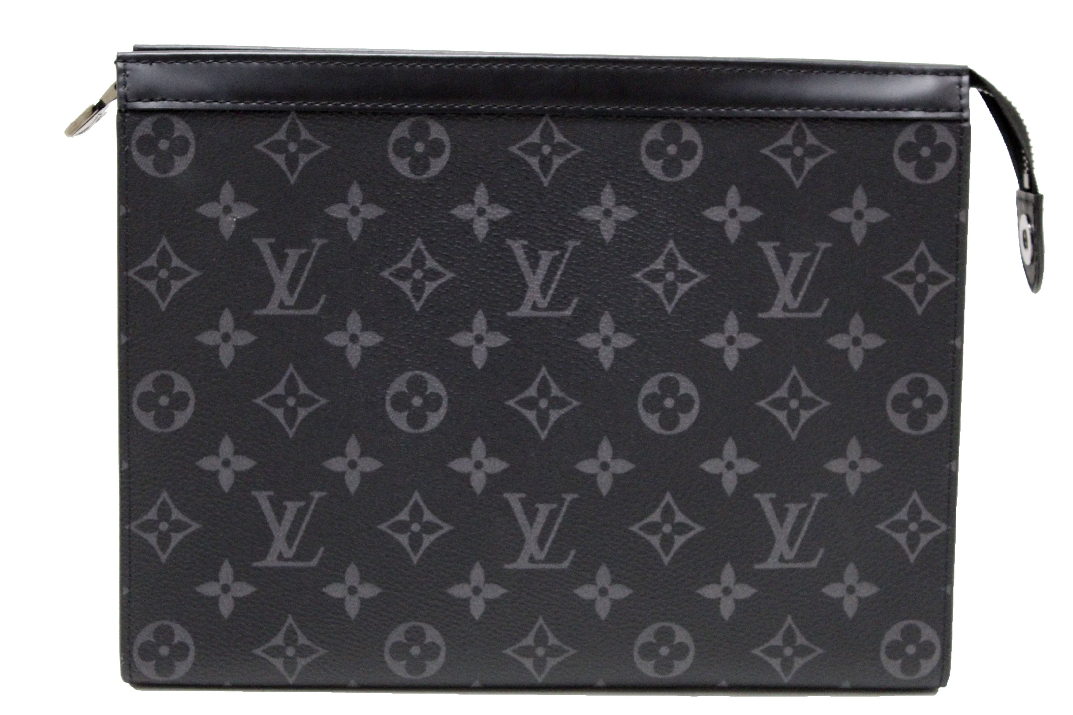 Authentic Louis Vuitton Monogram Eclipse Canvas Pochette Voyage MM Clutch Bag - Luxury Crossbody Purse for Women, Perfect for Travel, Evening Events & Daily Use