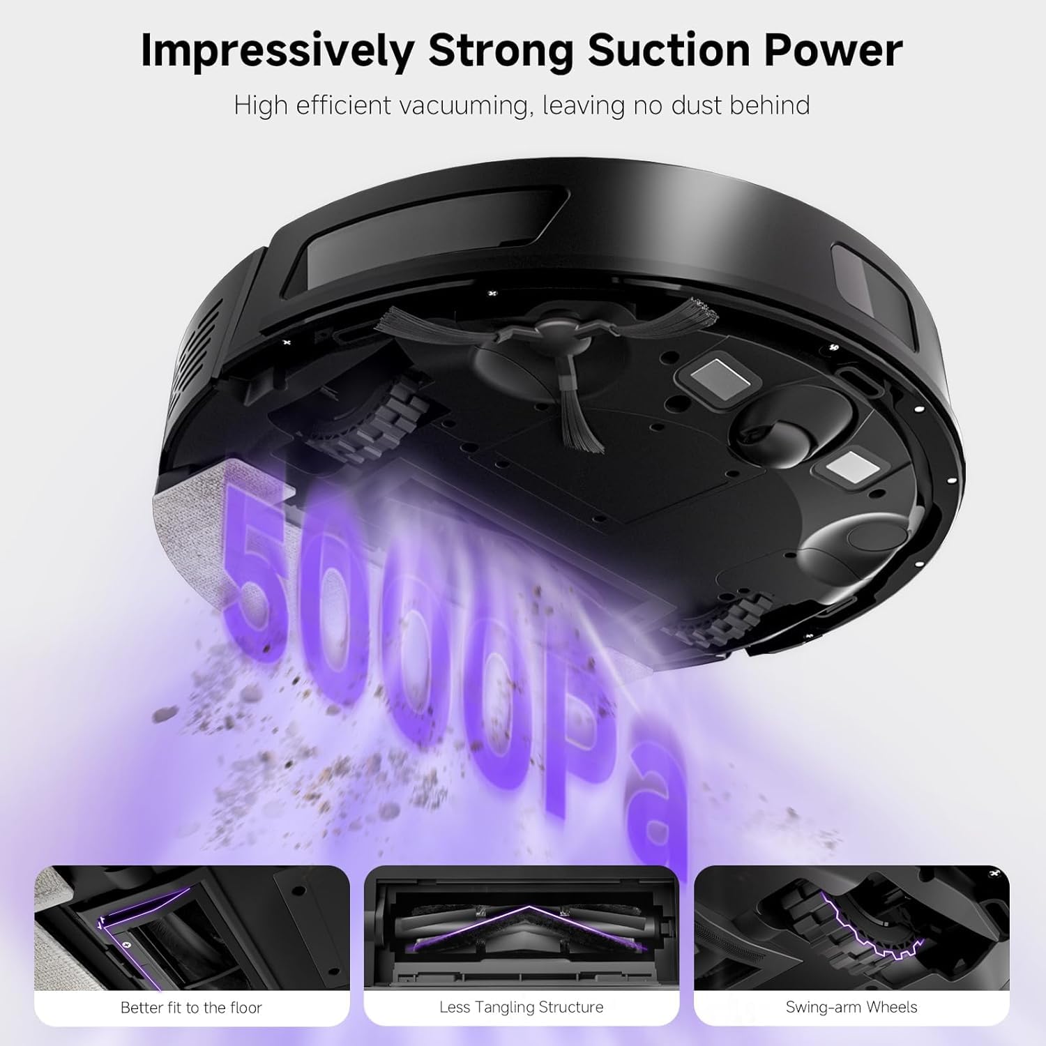 MONSGA Robot Vacuum Mop Combo 5000Pa with Self-Emptying - for Hard Floors & Carpets