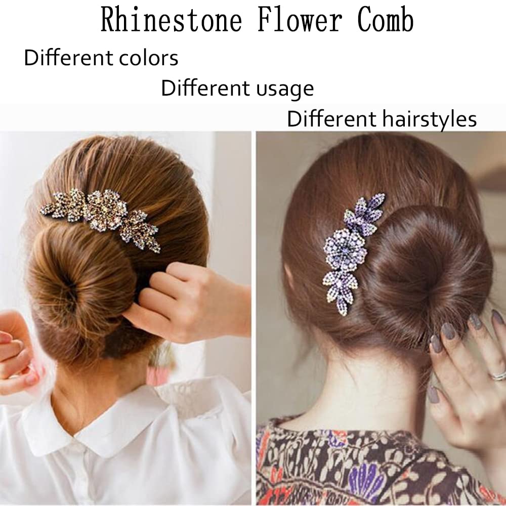 Yusier 2 PCS Crystal Pearl Rhinestone Hair Combs for Women - Elegant Bridal Wedding Hair Accessories - Perfect for Updos, Side Hairstyles & Special Occasions