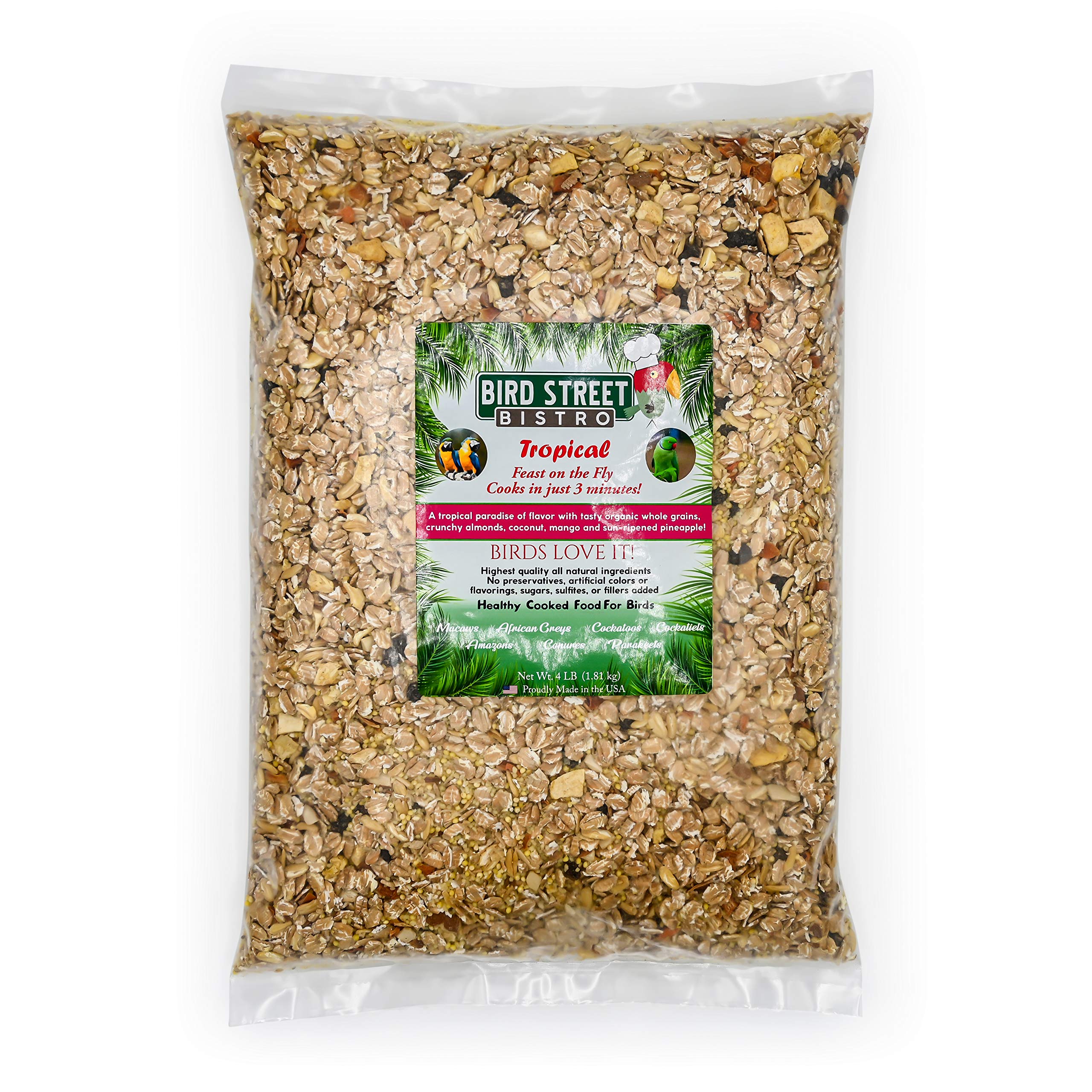 Premium Organic Parrot & Bird Food Mix - Non-GMO Grains, Legumes, Fruits & Vegetables - Quick Cook in 3-15 Minutes - Healthy Diet for Parakeets, Cockatiels & Pet Birds - Perfect for Daily Feeding & Nutritional Supplements