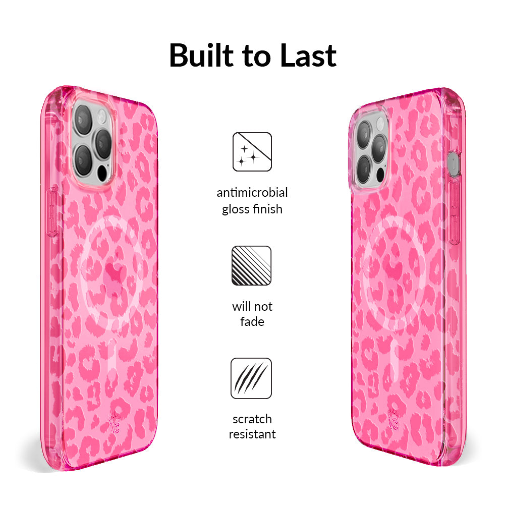 Cute Candy Pink Leopard Print iPhone Case - Trendy Protective Cover for iPhone 13/14/15 Pro Max - Perfect for Girls, Teens & Fashion Lovers (School, Work, Travel Accessory)