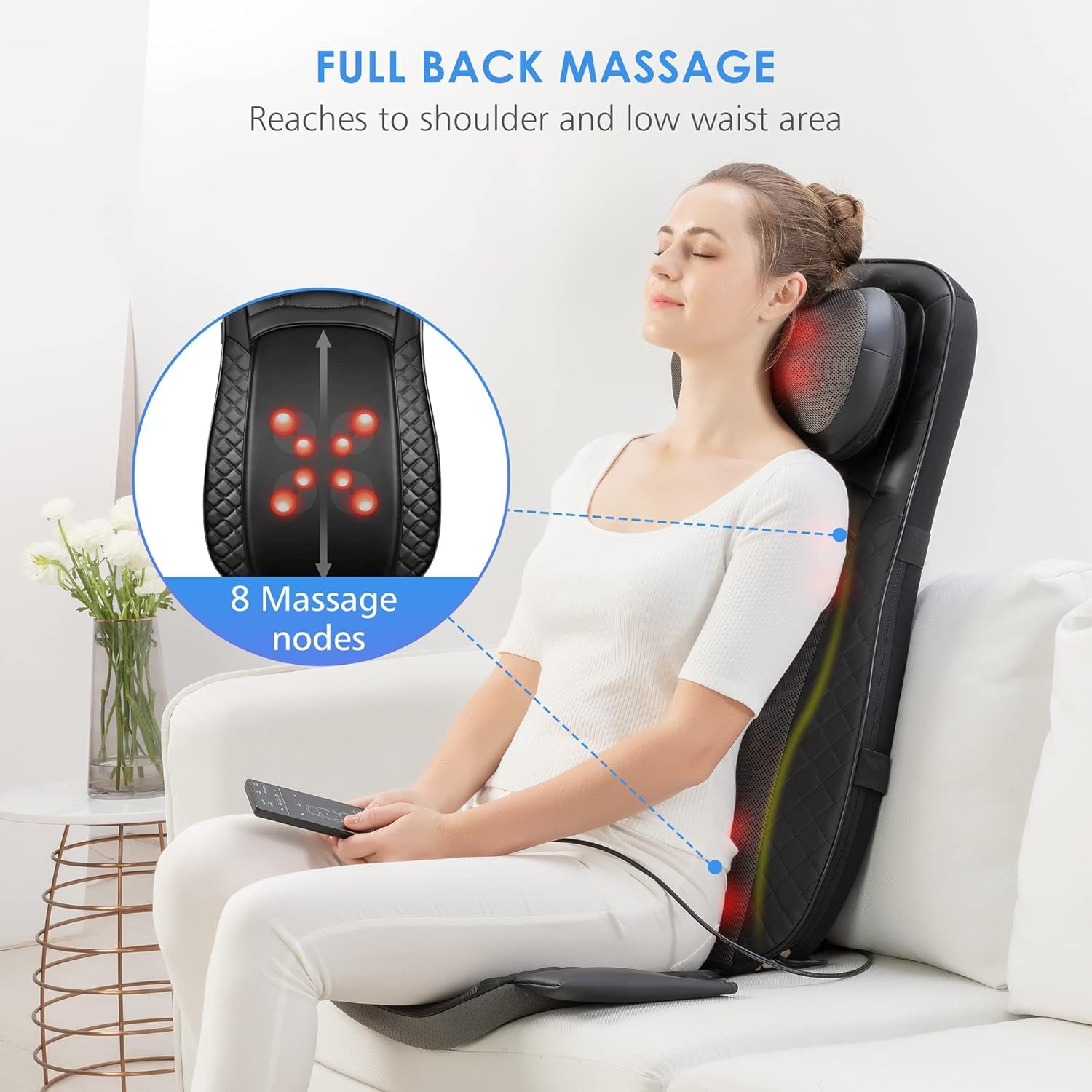 Shiatsu Neck and Back Massager with Heat - Adjustable Kneading Rolling Massage Chair Pad for Neck, Back & Shoulder Pain Relief - Perfect Gift for Mom and Dad - Ideal for Home, Office & Car Use
