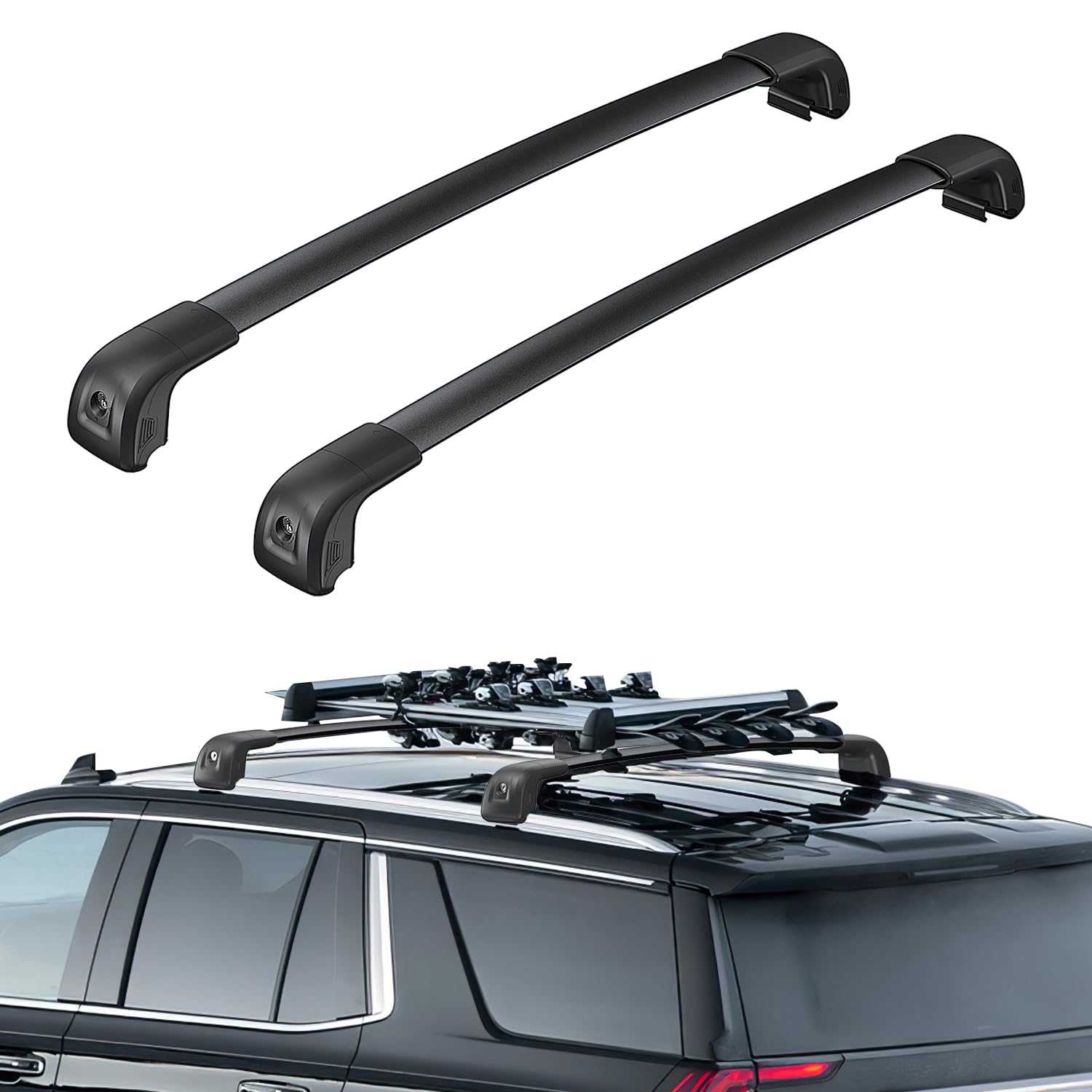 Lockable Aluminum Roof Rack Cross Bars for 2021-2025 Chevy Suburban, Tahoe, GMC Yukon XL & Cadillac Escalade ESV - Secure Cargo Carrier for Luggage, Bikes, Kayaks & Outdoor Gear - Perfect for Road Trips & Adventure Travel
