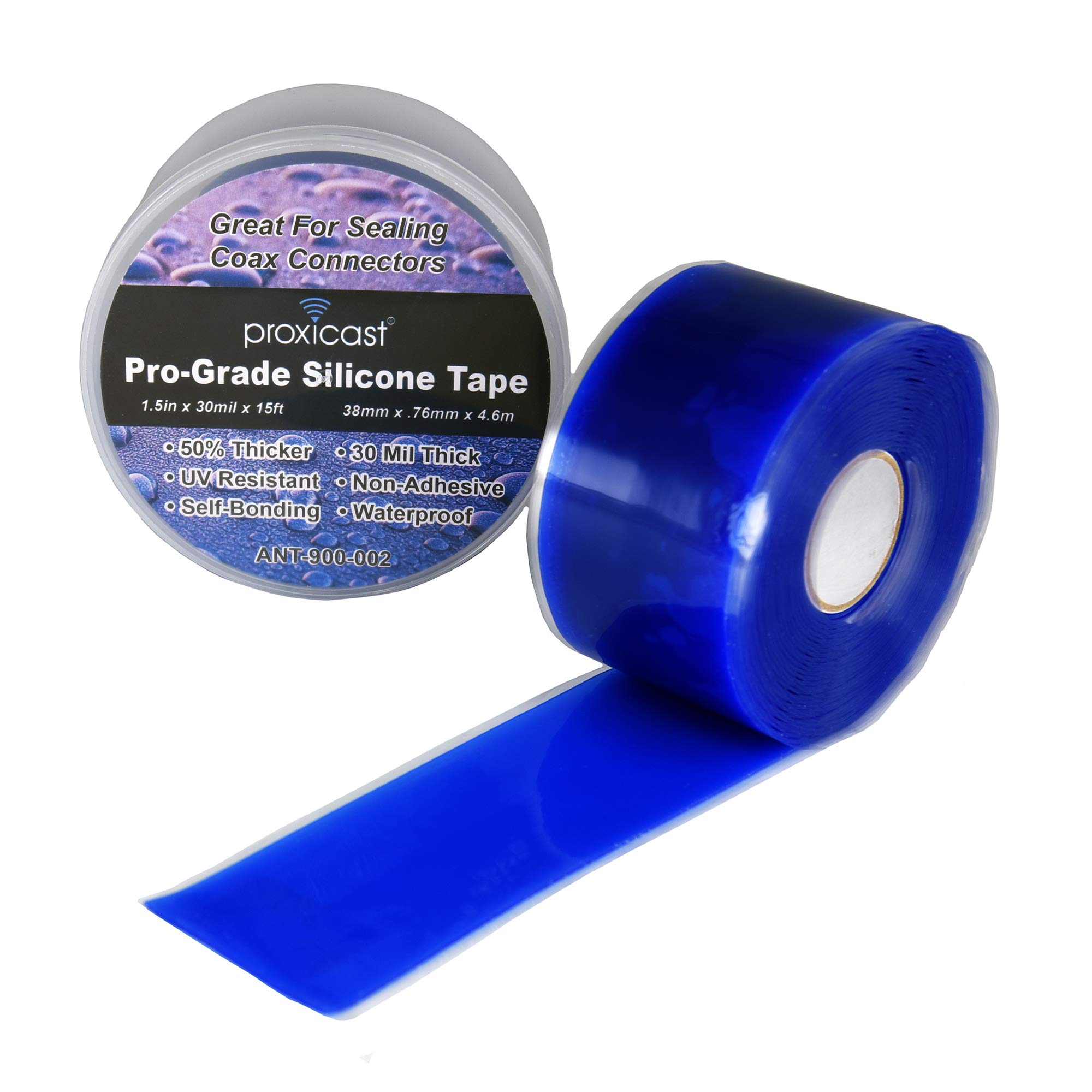 Proxicast Pro-Grade 30mil Heavy Duty Weatherproof Self-Fusing Silicone Tape for Outdoor Antenna Coaxial Cables, Electrical Wires, Hose & Pipe Leaks - Emergency Repair Seal Tape (1.5