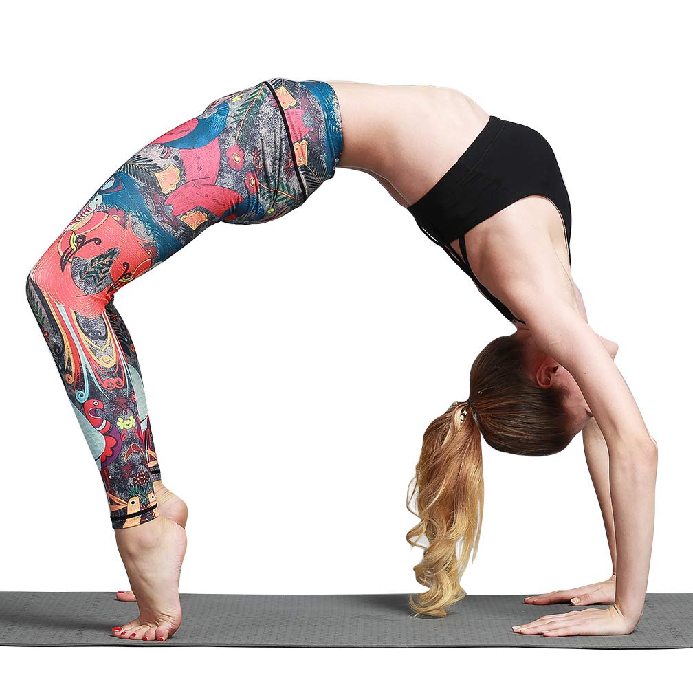 Women's High Waist Printed Over The Heel Yoga Pants - Stirrup Leggings for Yoga, Pilates & Workout