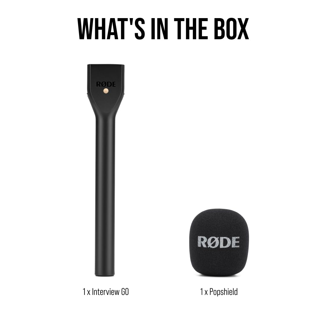 RØDE Interview GO Handheld Adaptor for Wireless Microphones (Black) - Professional Podcasting & Broadcast Recording Accessory