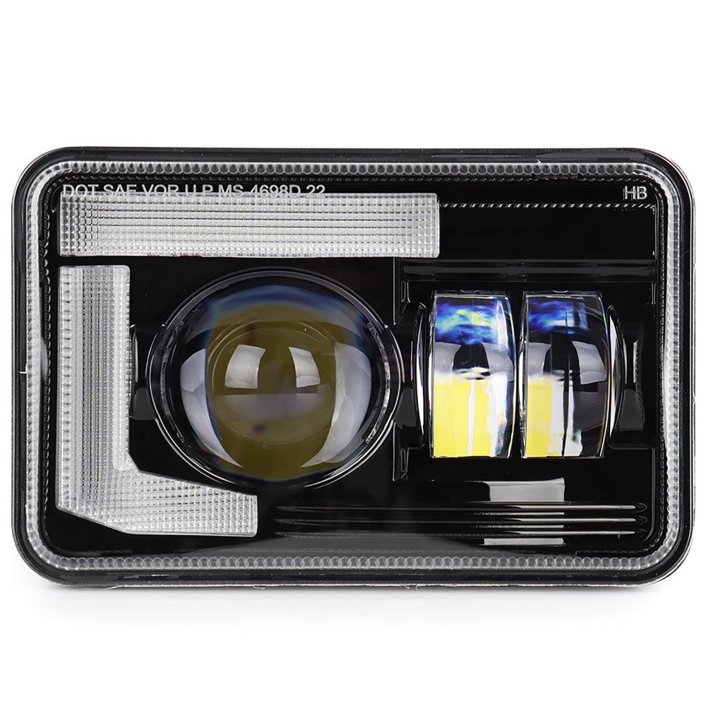 4x6 Inch DOT Certified Sealed Beam LED Headlights with DRL - Compatible with Peterbilt, Kenworth, Freightliner, Ford, Chevrolet Trucks - High Brightness for Night Driving & Foggy Conditions