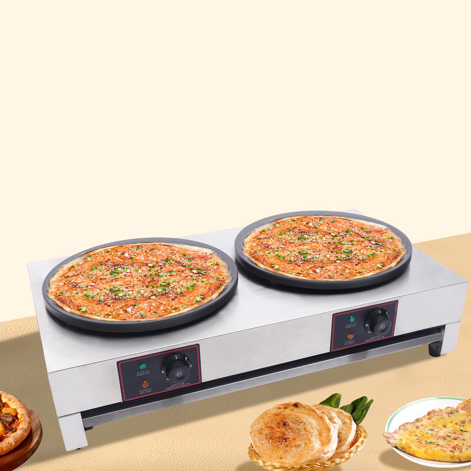 Commercial Electric Crepe Maker Machine - 1700W Non-Stick Stainless Steel Crepe Pan & Griddle for Perfect Pancakes, Crepes - US Stock - Ideal for Breakfast, Brunch, Snacks & Commercial Kitchen Use