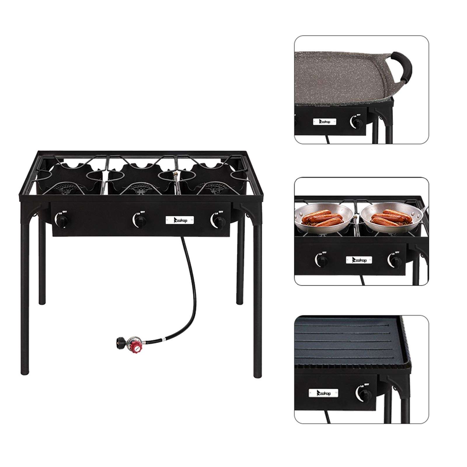 **VERYKE 225,000 BTU High-Pressure Outdoor Camping Burner Stove - Portable Propane Gas Cooker for Backyard BBQ, Picnics, Tailgating & Home Use (3 Burner)**