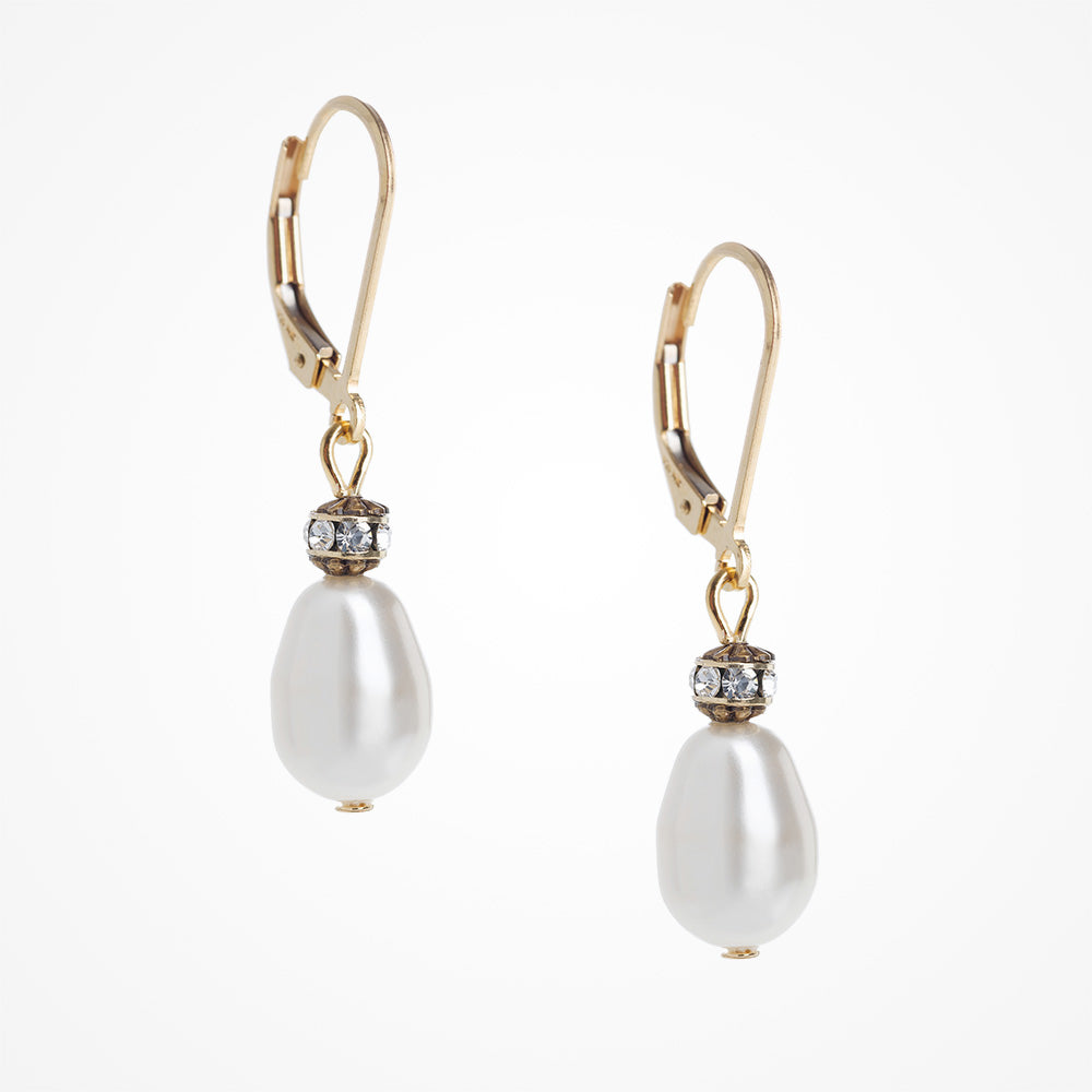 Vintage Inspired Pearl Drop Gold Earrings for Women - Elegant Dangle Earrings for Wedding, Party & Special Occasions