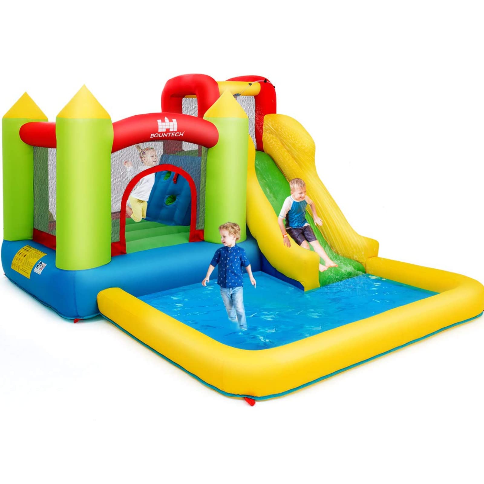 Costzon 12x9FT Inflatable Water Slide for Kids - Outdoor Bounce House with Jumping Area, Climbing Wall & Splash Pool | Blow Up Water Slides for Backyard, Summer Parties, Birthday Gifts & Outdoor Family Fun
