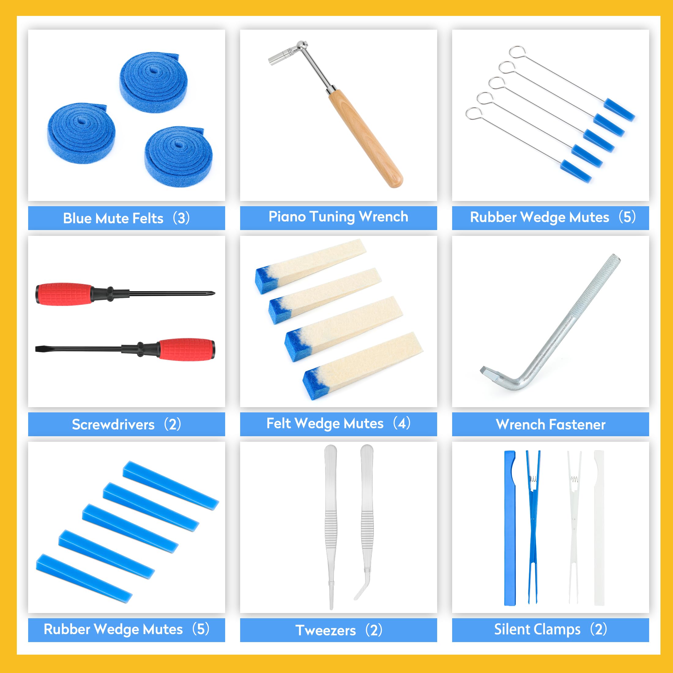 CONCHACIELO Professional Piano Tuning Kit - Complete Set with Tuning Wrench, Mutes & Portable Case for Beginners & Experts | Perfect for Home Pianos, Grand Pianos & Music Schools