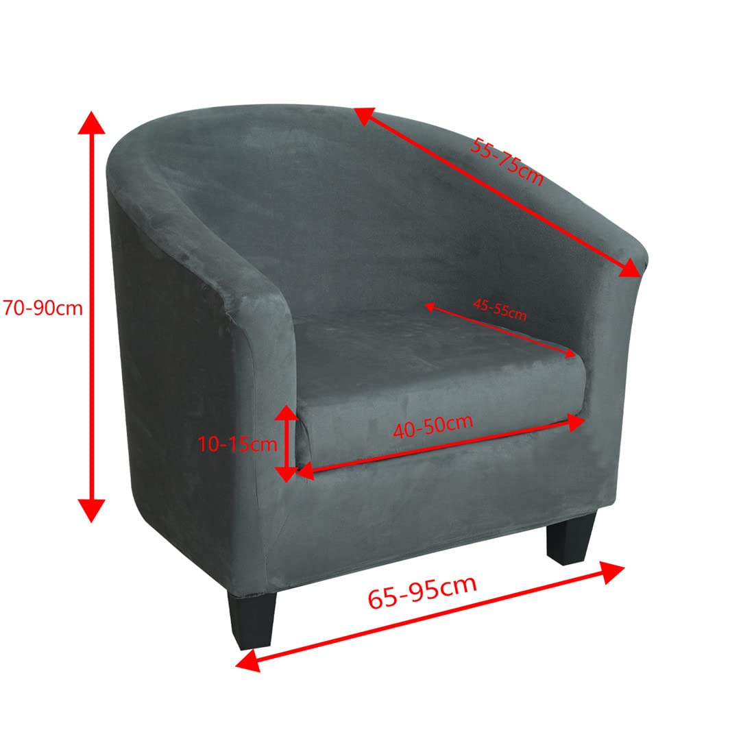 2-Piece Club Chair Slipcover Set with Cushion Cover - Soft Polyester Blend Jacquard Sofa Protector - Machine Washable Armchair Cover for Living Room, Bedroom & Office Furniture Protection