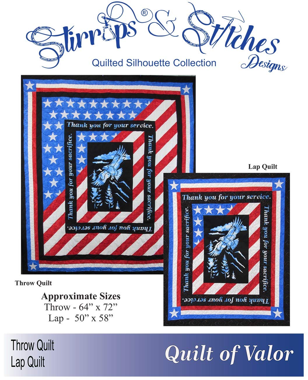 Stirrups & Stitches Designs Quilt of Valor Quilt Kit - Patriotic DIY Quilting Set for Veterans, Memorial Day & Military Appreciation Gifts - Perfect for Home Decor, Bedding & Craft Projects
