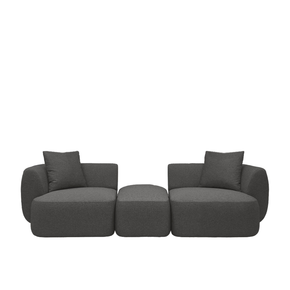 Pebble 4-Seater Sectional Sofa with Ottoman | EcoClean Fabric | Modern Living Room Furniture | Perfect for Small Spaces & Family Gatherings