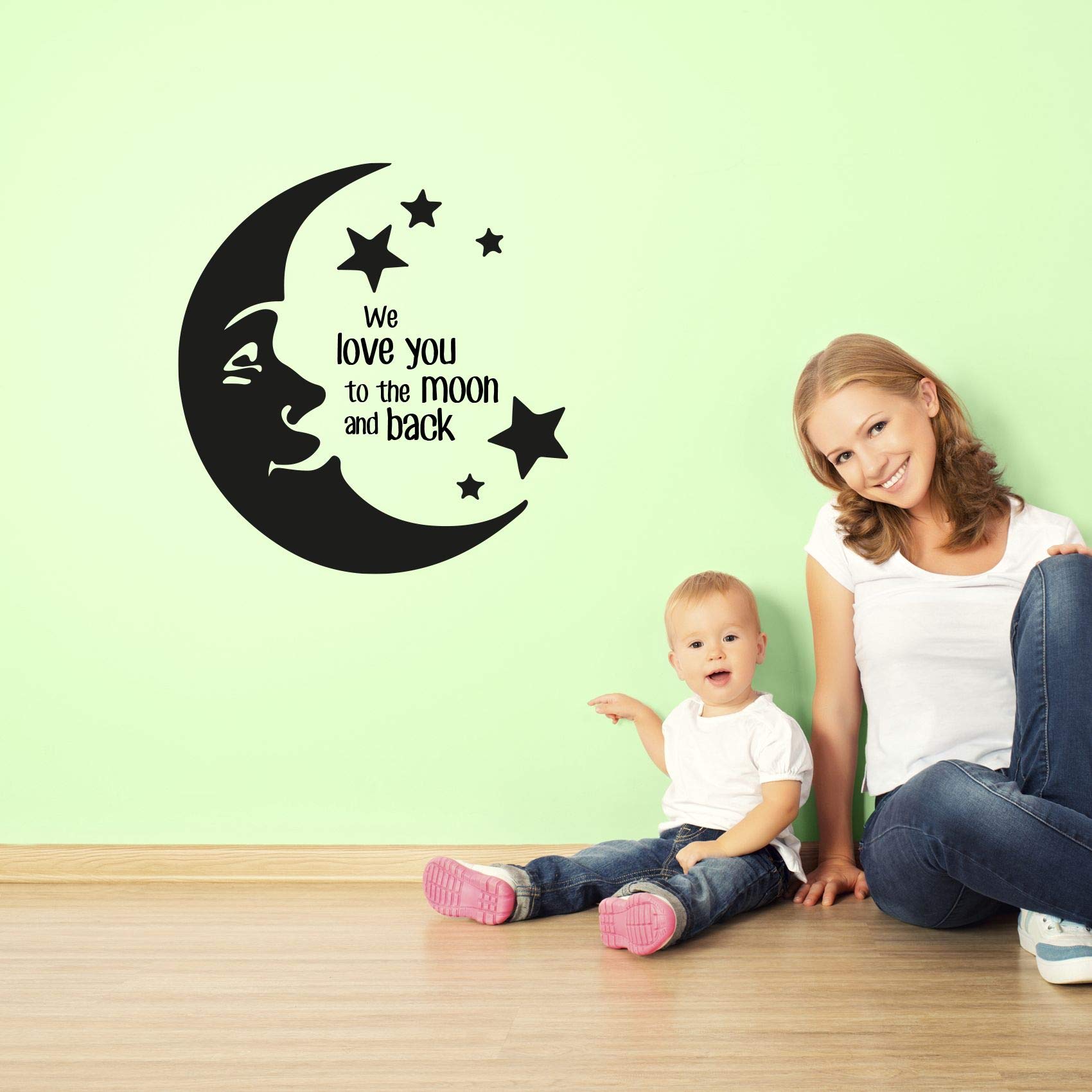 Moon Life Couple Love Quotes Wall Sticker - 40x40 Inch Vinyl Decal for Bedroom, Nursery & Kids Room Decor | Romantic Home Art for Couples & Valentine's Gift | Perfect for Dorm, Apartment & House Warming
