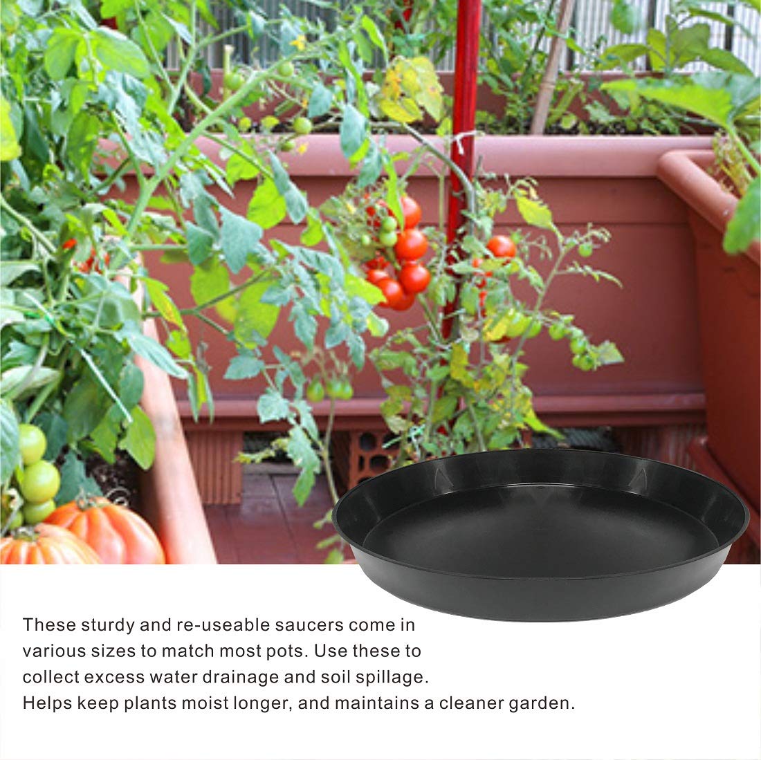 14 Inch 12-Pack Plastic Plant Saucers - Round Drip Trays for Succulent Pots, Indoor & Outdoor Use - Perfect for Catching Water Drips and Soil (12-Pack, 14