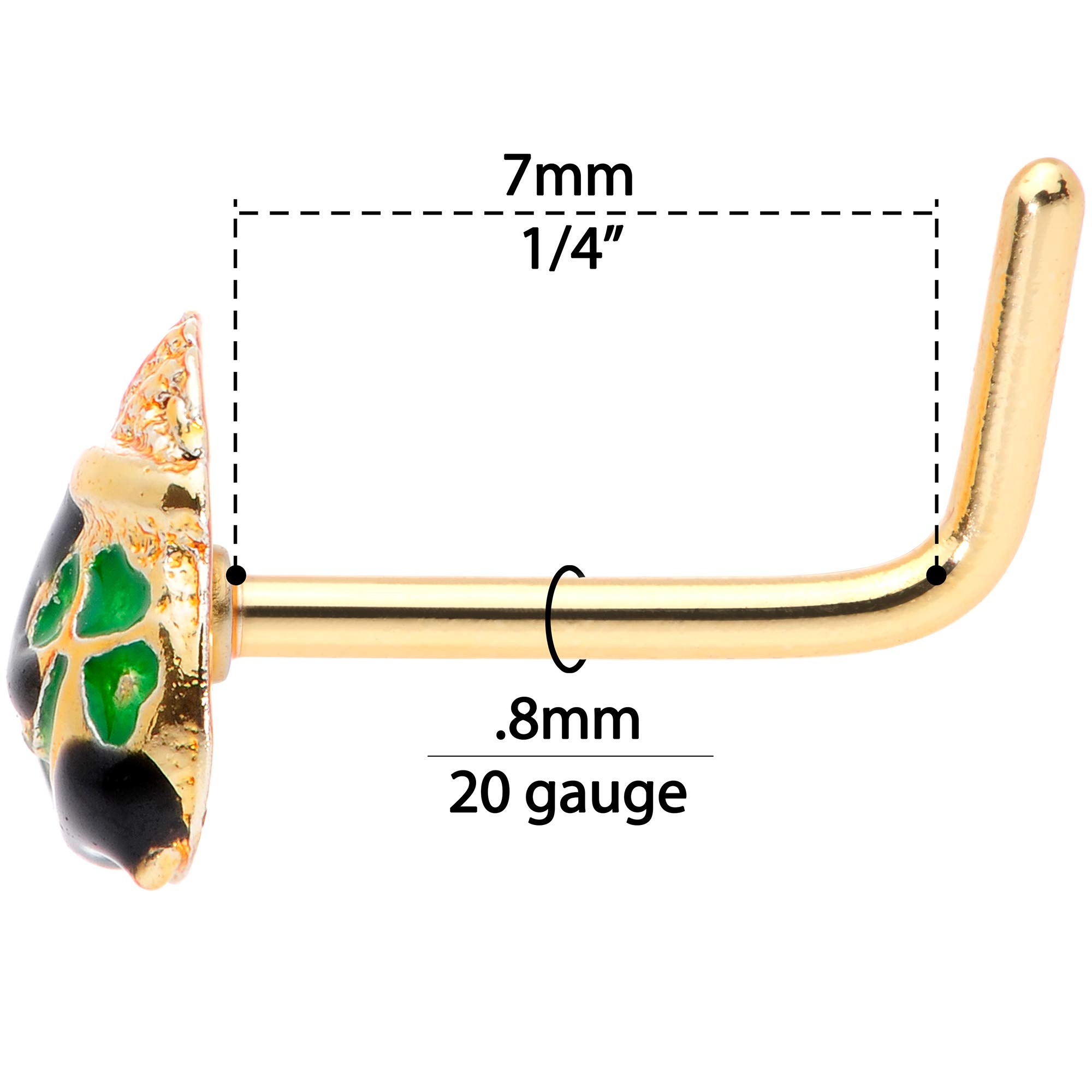 Lucky Pot o Gold Anodized Steel L-Shaped Nose Ring - 5/16
