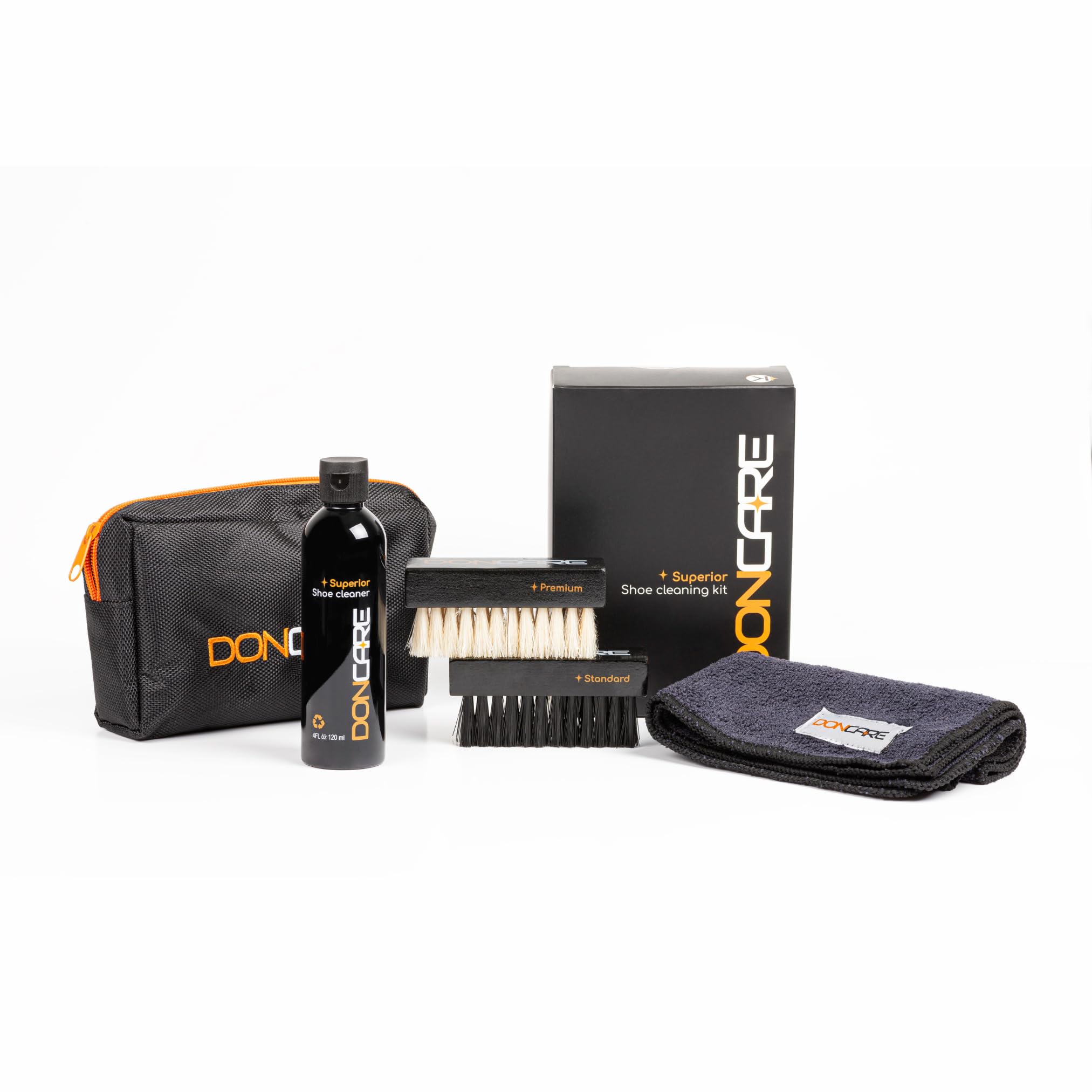 Premium DonCare Kit Sneaker & Shoe Cleaner - Brushes, Cleaning Solution, Microfiber Towel & Storage Case - Perfect for Sneakers, Athletic Shoes & Casual Footwear Care