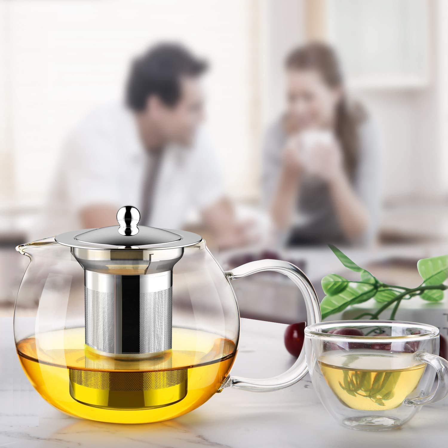 Premium Glass Teapot with Removable Infuser - 32oz Blooming & Loose Leaf Tea Maker, Iced Tea Brewer Set for Home, Office & Gift Giving | Perfect for Tea Ceremonies, Afternoon Tea & Relaxation