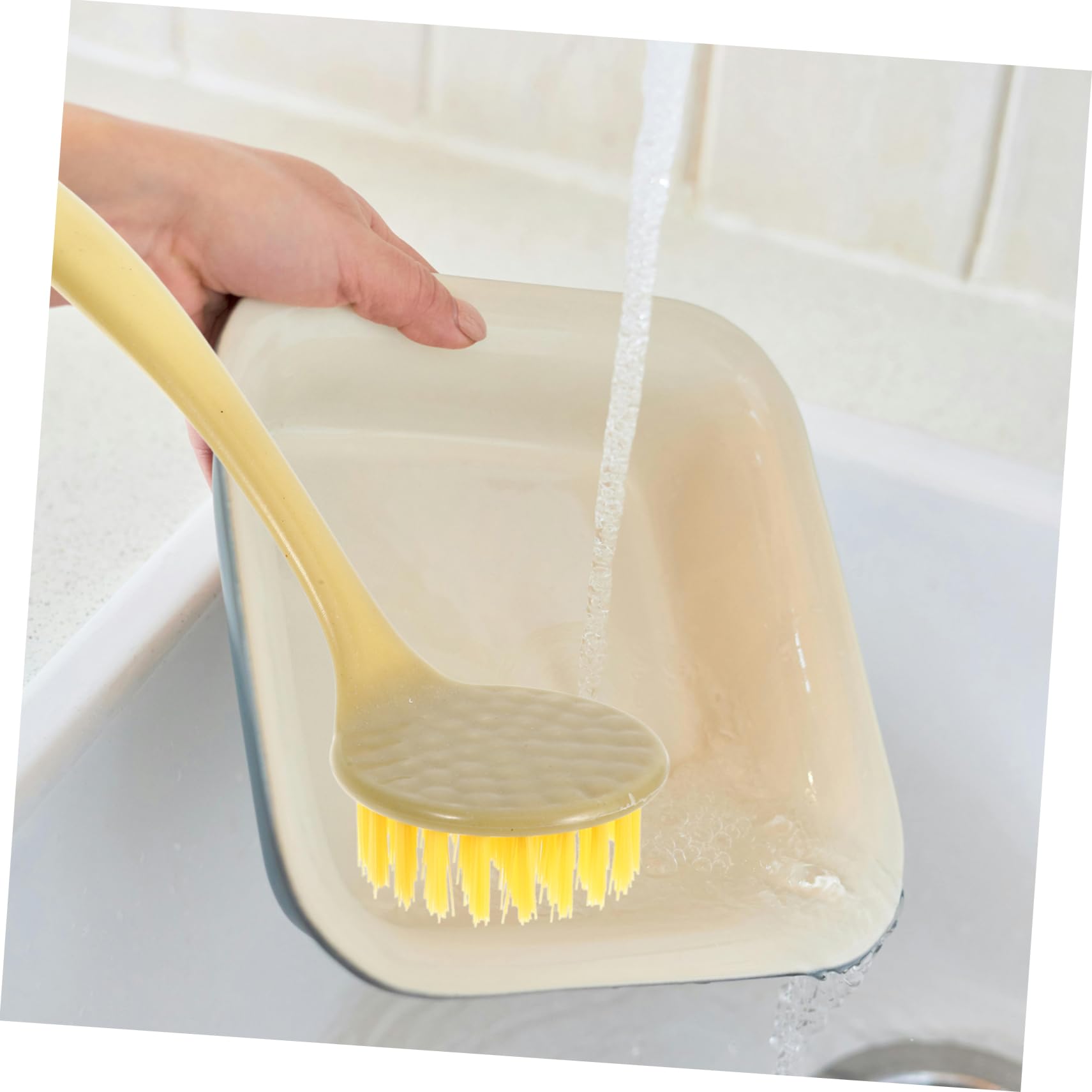 Cabilock 1-Piece Resin Dish Brush with Handle - Heavy Duty Pot Scrubber, Sponge & Kitchen Cleaning Brush for Washing Pans, Pots & Utensils - Perfect for Dishwashing, Sink Cleaning & Household Chores