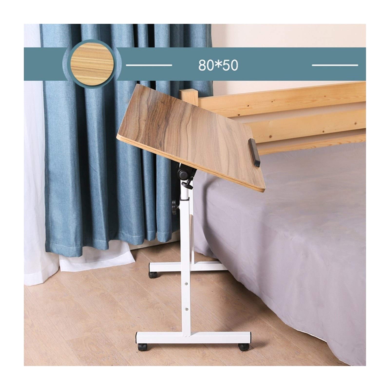 Adjustable Overbed Laptop Table - Portable Lap Desk for Sofa, Bed, Office (80x50cm, Old Oak) - Perfect for Working, Eating, Reading in Bed or on the Couch