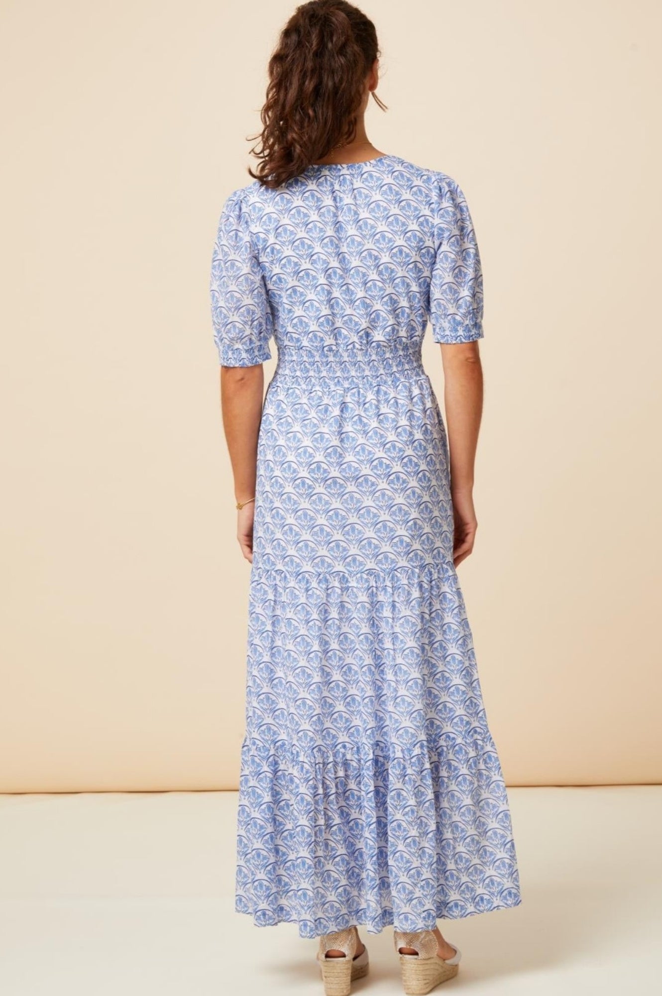 Billie Short Sleeve Dress - White & Blue | Casual Summer Dress for Women | Perfect for Beach, Vacation & Everyday Wear