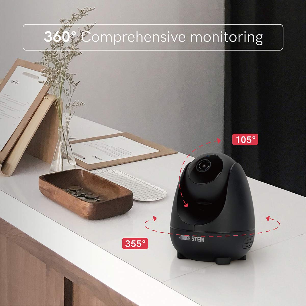 Wireless Security Camera Indoor WiFi - 1080P HD Pan Tilt Motion Detection Night Vision, 2-Way Audio Remote Control, TF Card Slot & Cloud Storage - Ideal for Home Baby Monitor Pet Surveillance (Black)