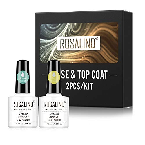 ROSALIND Semi-Permanent Nail Polish Set - UV LED Gel Base & Top Coat, 10ML Soak Off - Perfect for Salon & Home Manicures, Long-Lasting Nail Art Designs