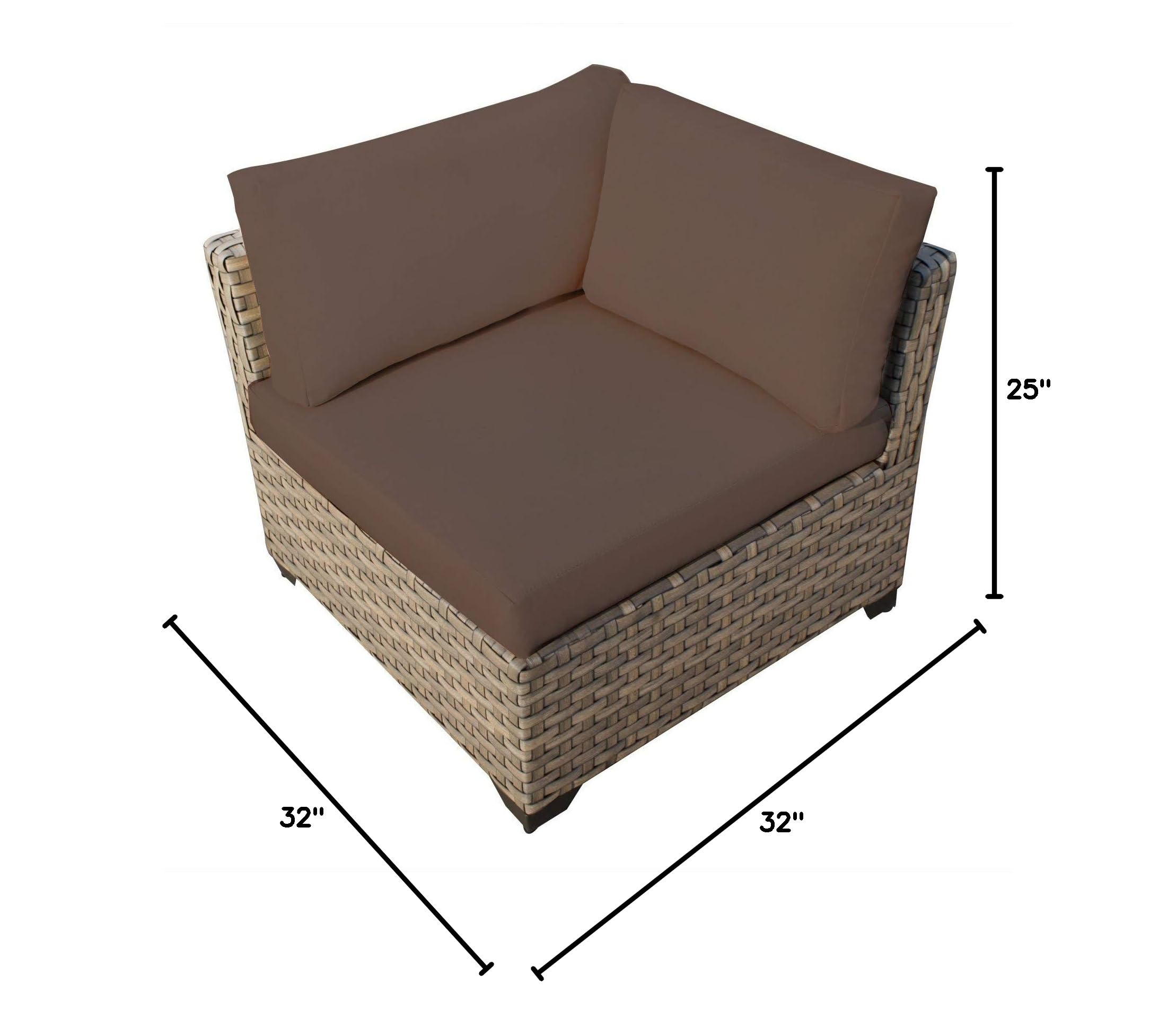 TKC Monterey Corner Patio Chair - Outdoor Wicker Furniture Set with Cushions, Waterproof & UV Resistant - Perfect for Garden, Poolside, Deck, and Backyard Relaxation