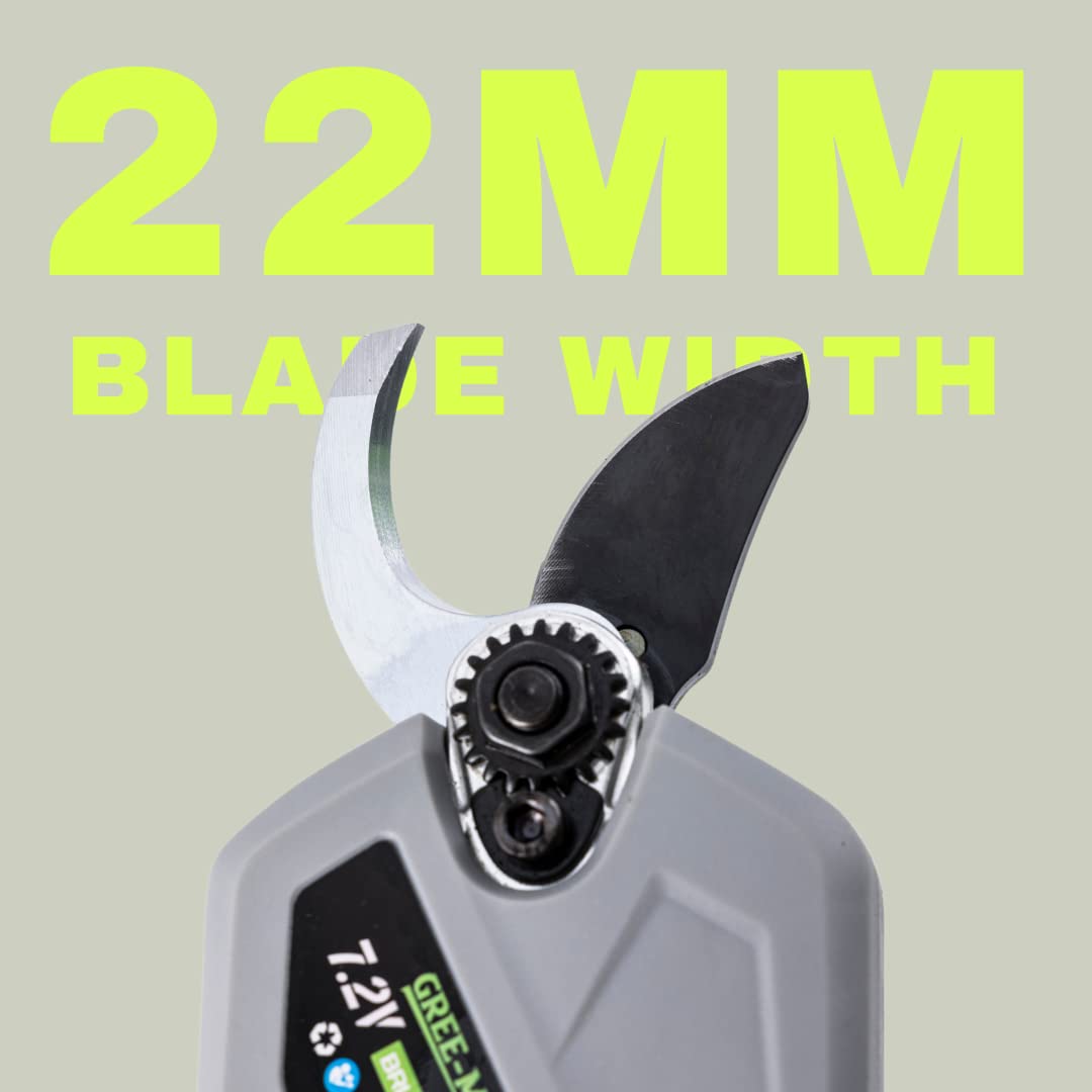 Professional Cordless Electric Pruning Shears - 7.2V Brushless Motor with 4.2AH Rechargeable Battery - 22mm (0.86 inch) Cutting Diameter - Ideal for Gardening, Landscaping, Vineyard & Orchard Maintenance