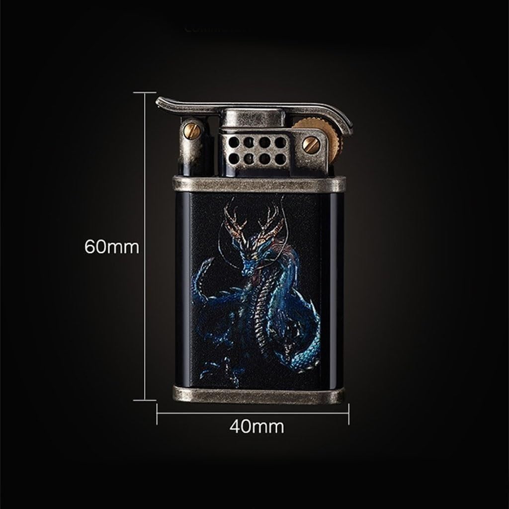 Vintage Kerosene Lighter - Metal Dragon Design for Outdoor Camping