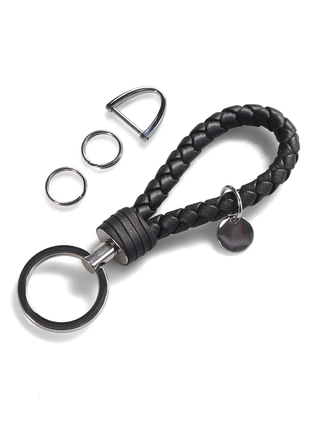 Genuine Leather Keychain for Men & Women - Premium Stainless Steel Key Rings with Gift Box - Perfect for Car Keys, House Keys & Everyday Carry (EDC) Accessories