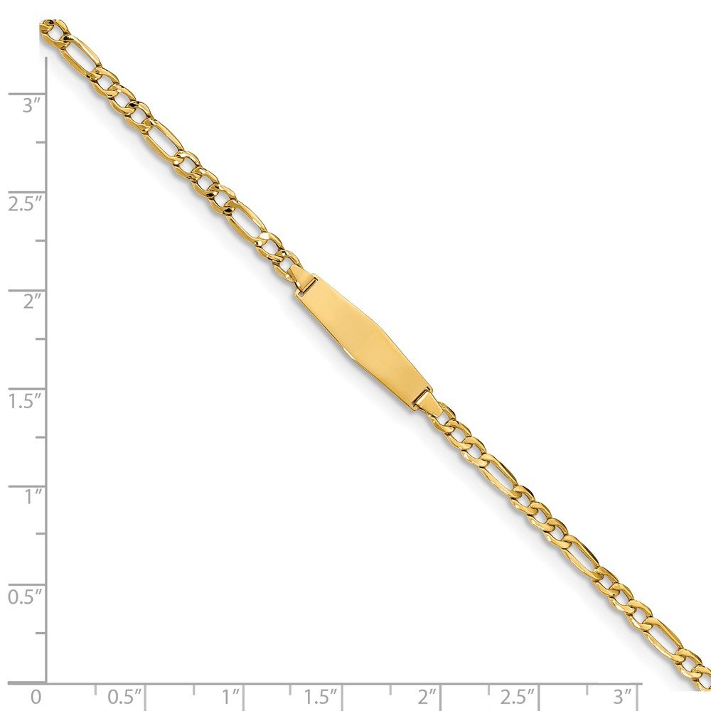 Jewels By Lux 14k Gold Semi-Solid Soft Diamond Shape ID Figaro Link Bracelet - Elegant Jewelry for Women, Perfect Gift for Anniversary, Birthday & Special Occasions