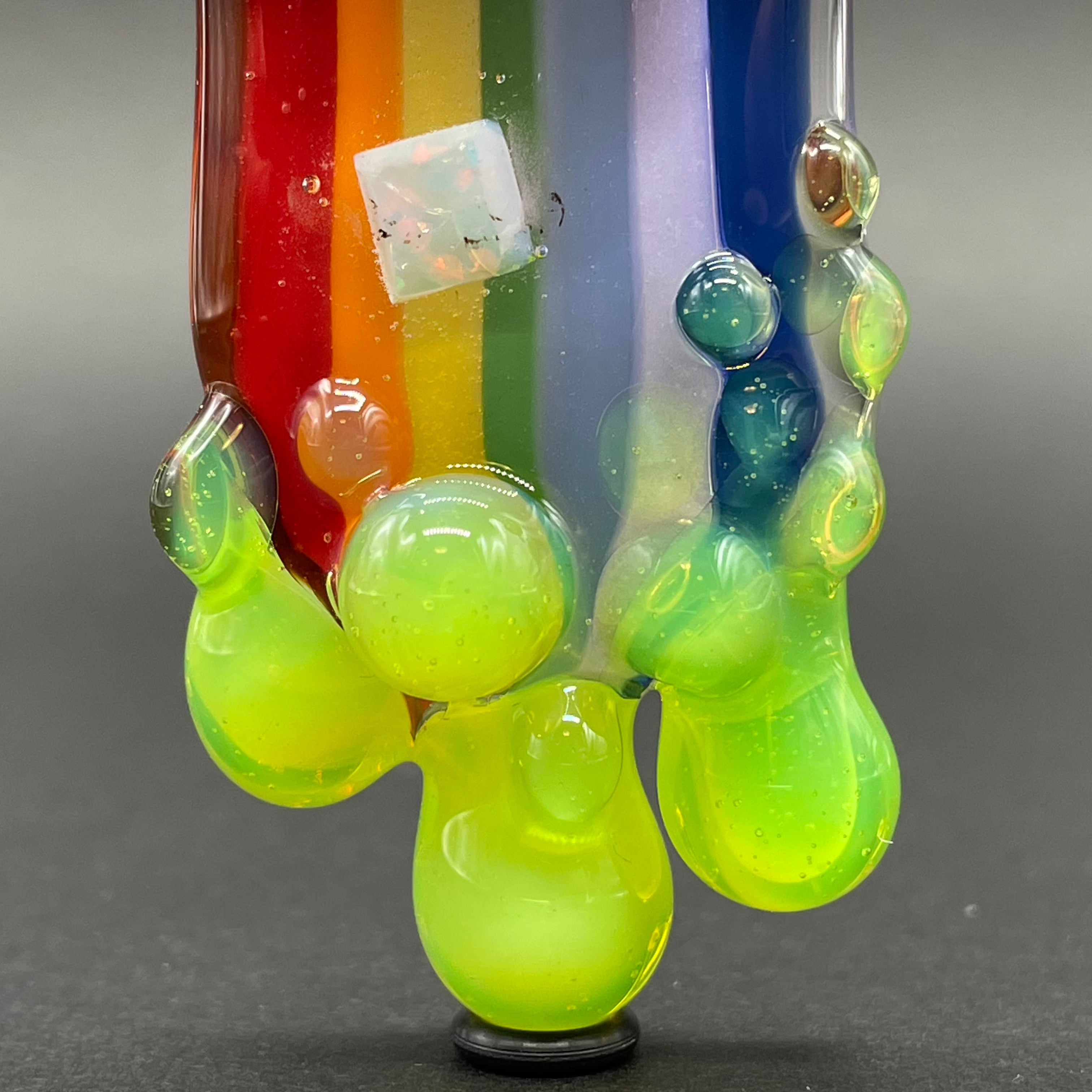 Rainbow Opal Glass Tongue Pendant - Stunning Bohemian Jewelry for Women, Perfect for Festivals, Parties & Unique Gift Giving